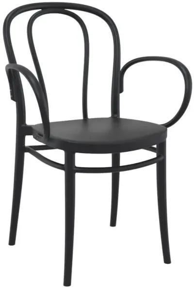 Victor XL Resin Outdoor Arm Patio Chair Black