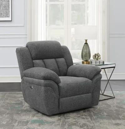 Coaster Bahrain Upholstered Glider Recliner Charcoal