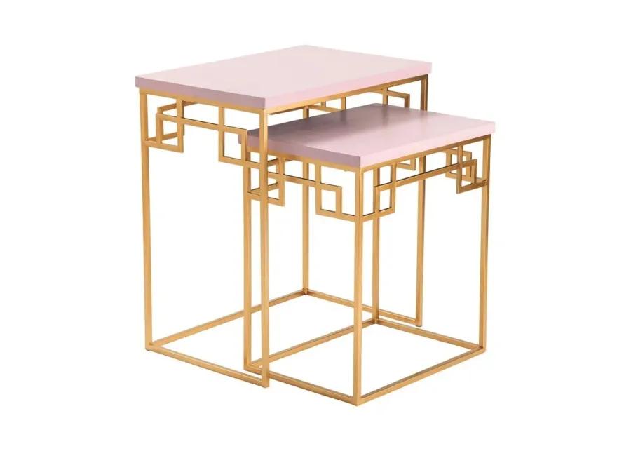 ROSLYN 2-PIECE GOLD/PINK NESTING TABLE SET