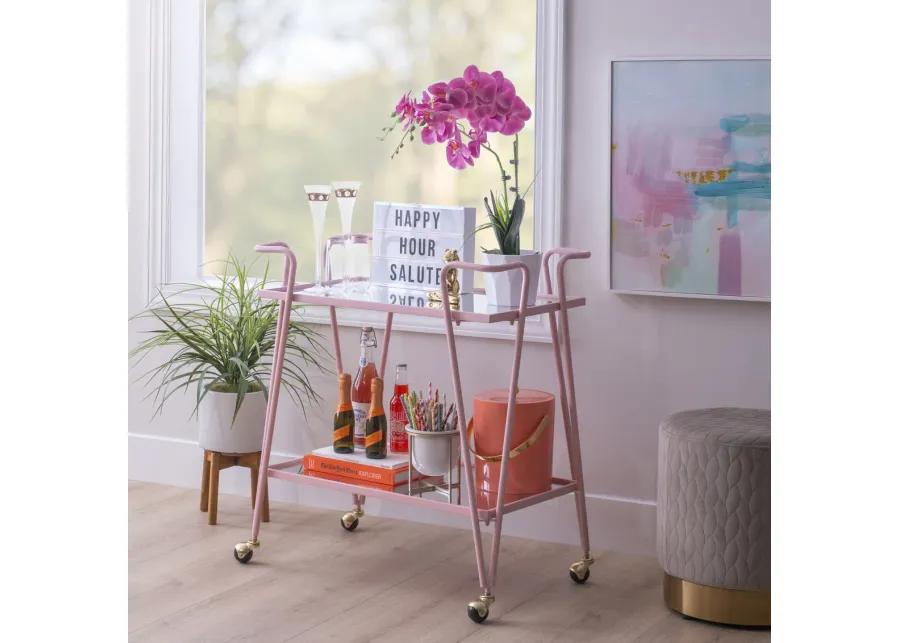 PINK MID-CENTURY BAR CART