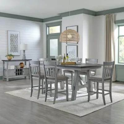 Liberty Furniture Newport 7-Piece Carbon Grey/Smokey Grey Casual Dining Gathering Table Set