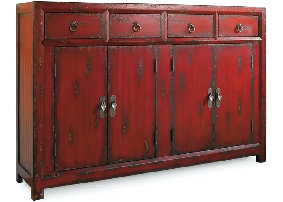 58 INCH RED ASIAN CABINET