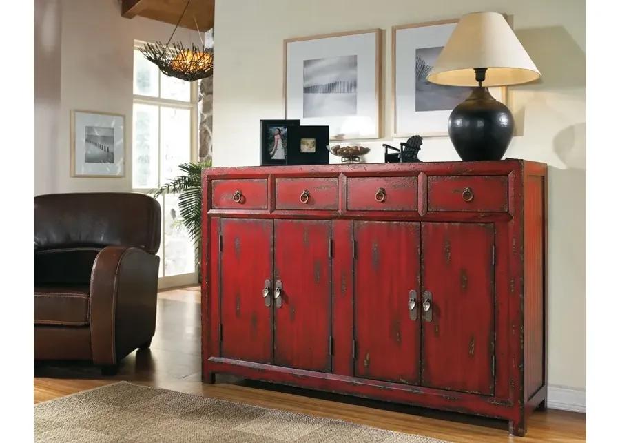 58 INCH RED ASIAN CABINET