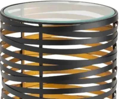 Crestview Merigold Black/Gold/Stainless Steel Accent Table