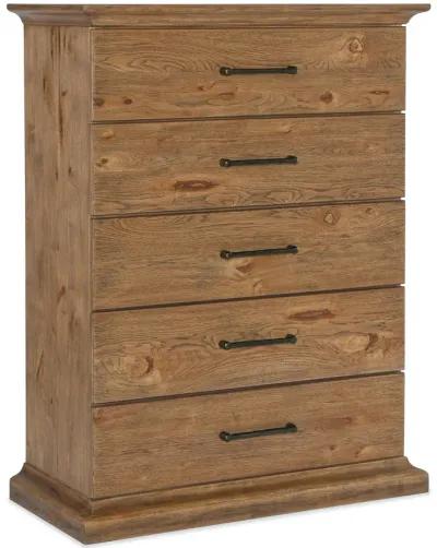 BIG SKY FIVE DRAWER WARM VINTAGE NATURAL CHEST WITH MOULDING