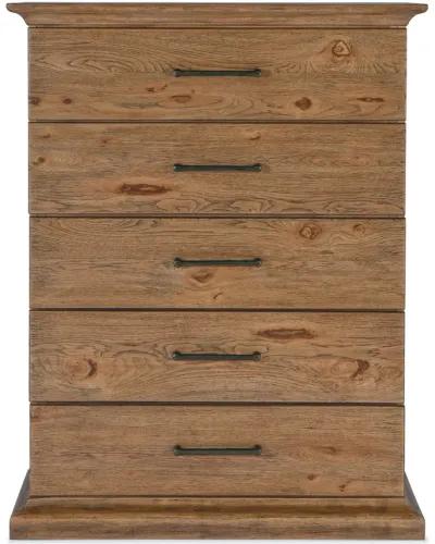 BIG SKY FIVE DRAWER WARM VINTAGE NATURAL CHEST WITH MOULDING