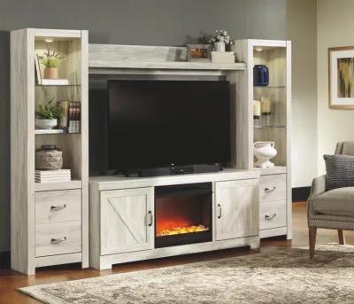 Ashley Bellaby Whitewash 4-Piece Entertainment Center with Fireplace