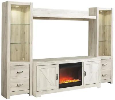 Ashley Bellaby Whitewash 4-Piece Entertainment Center with Fireplace