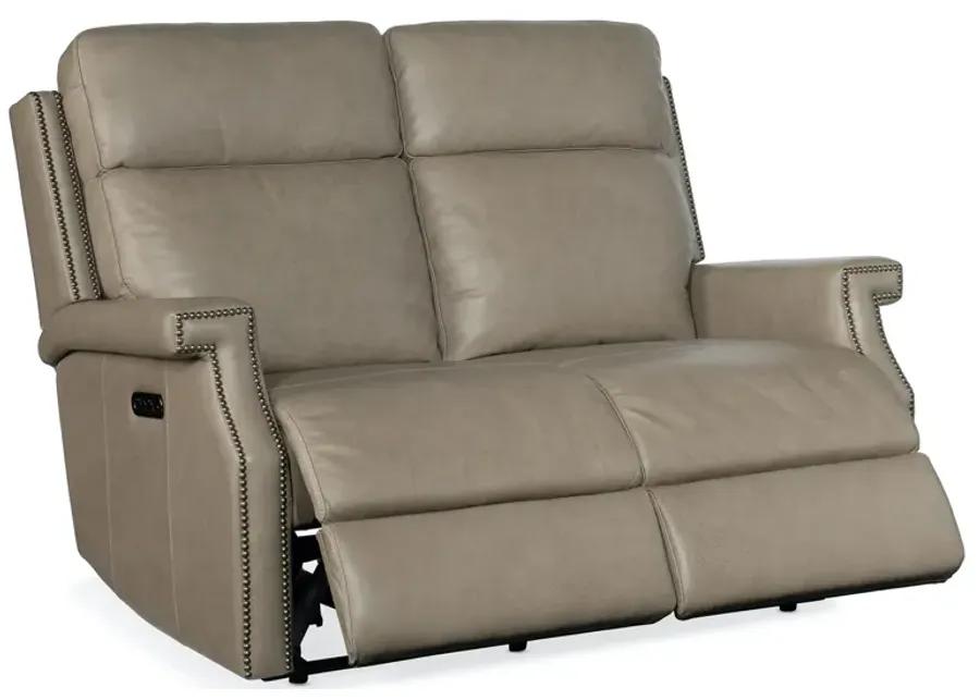 VAUGHN SHATTERED STONE ZERO GRAVITY LEATHER LOVESEAT WITH POWER HEADREST