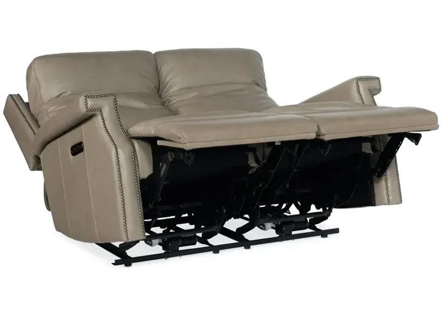 VAUGHN SHATTERED STONE ZERO GRAVITY LEATHER LOVESEAT WITH POWER HEADREST