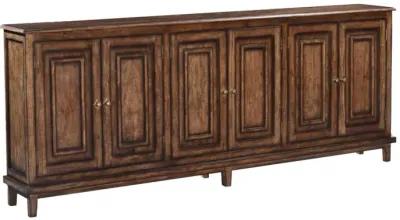 Noble Furniture Barrington 6-Door Sideboard in Distressed Rustic Pecan Finish