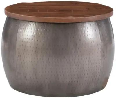 ROYCE PEWTER DRUM WITH STORAGE