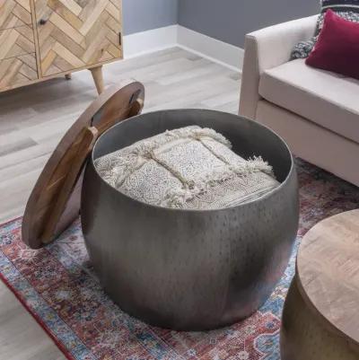 ROYCE PEWTER DRUM WITH STORAGE