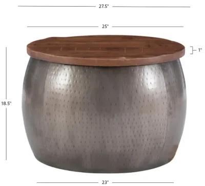 ROYCE PEWTER DRUM WITH STORAGE