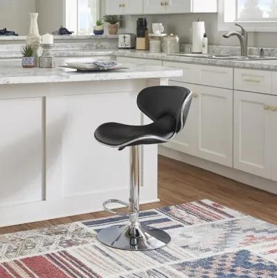 Chrome & Black Polyurethane Bar Stool