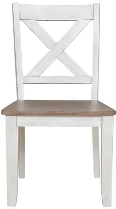 Liberty Lakeshore Wirebrushed White X-Back Side Chair with Wood Tone Seat