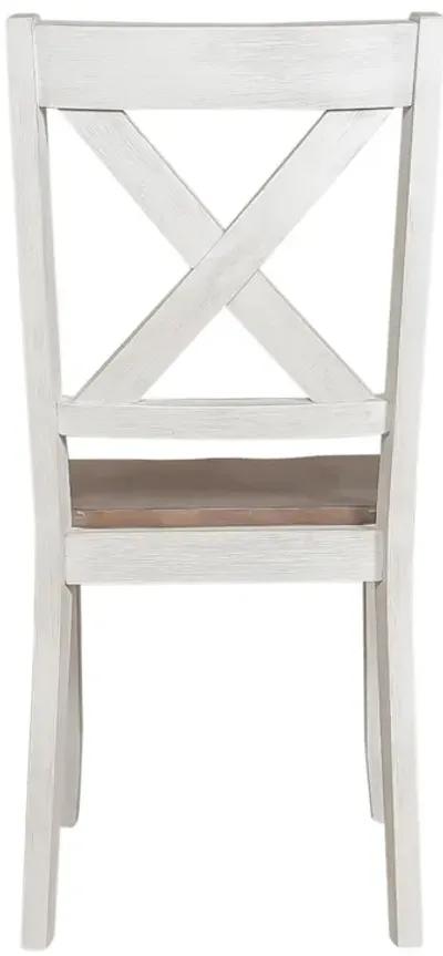 Liberty Lakeshore Wirebrushed White X-Back Side Chair with Wood Tone Seat