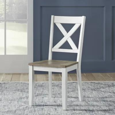 Liberty Lakeshore Wirebrushed White X-Back Side Chair with Wood Tone Seat