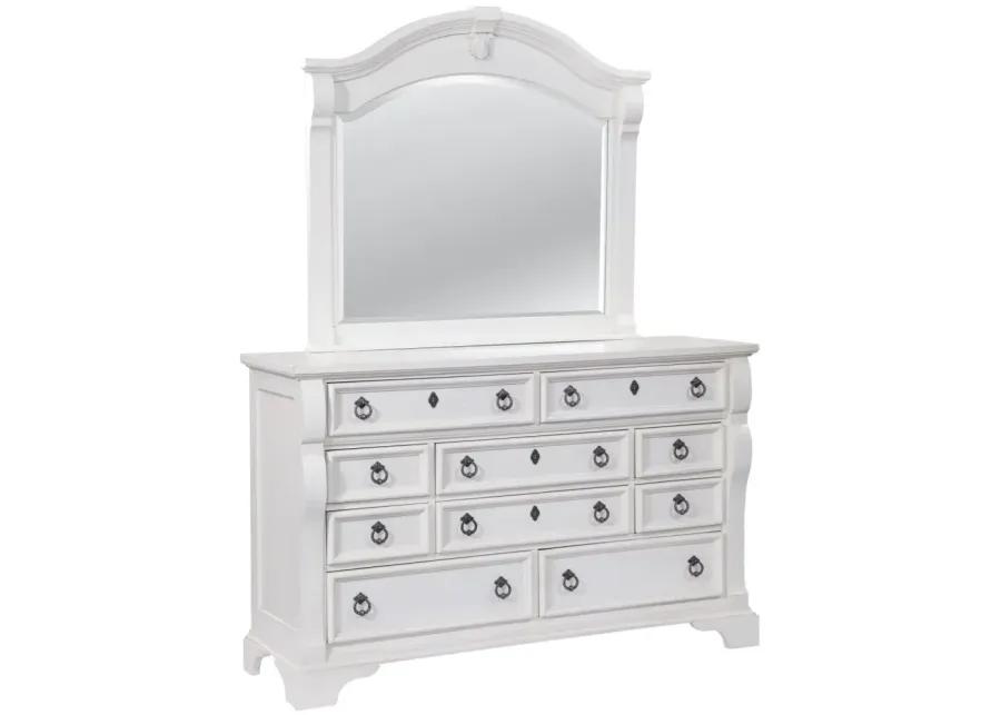 4 PCS BEDROOM SET- QUEEN BED DRESSER MIRROR NIGHTSTAND