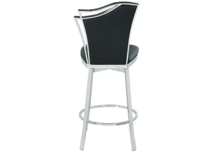 NADIA BLACK CONTEMPORARY SWIVEL COUNTER STOOL WITH DESIGN BACK