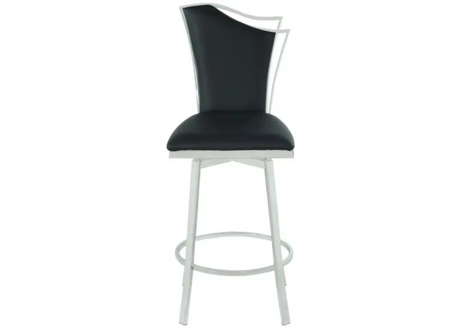 NADIA BLACK CONTEMPORARY SWIVEL COUNTER STOOL WITH DESIGN BACK