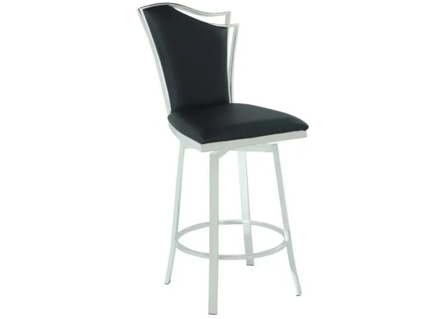 NADIA BLACK CONTEMPORARY SWIVEL COUNTER STOOL WITH DESIGN BACK