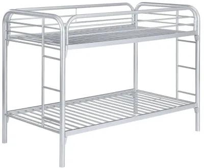 Coaster Morgan Metal Twin Over Twin Bunk Bed Silver