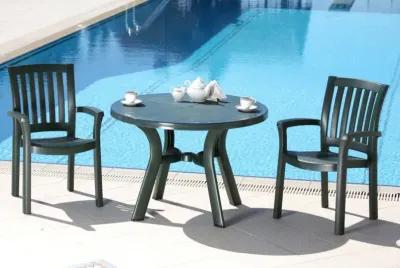 42 Inch Truva Resin Round Outdoor Dining Table Green