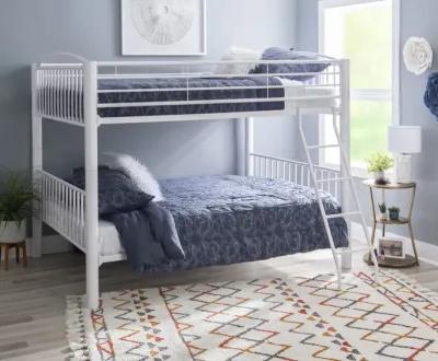 HEAVY METAL FULL OVER FULL WHITE BUNK BED