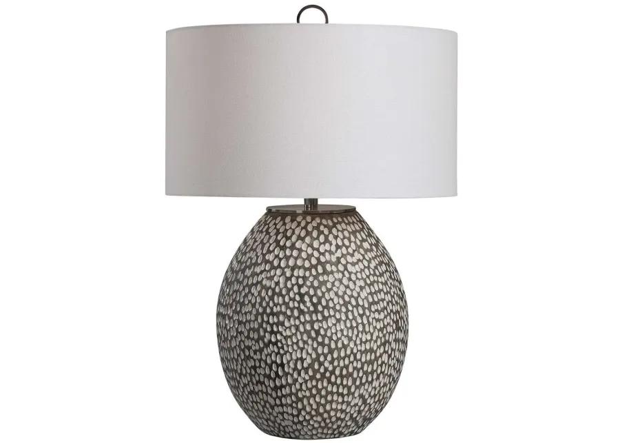 CYPRIEN RUSTIC GRAY/CRACKLED GLOSS WHITE TABLE LAMP