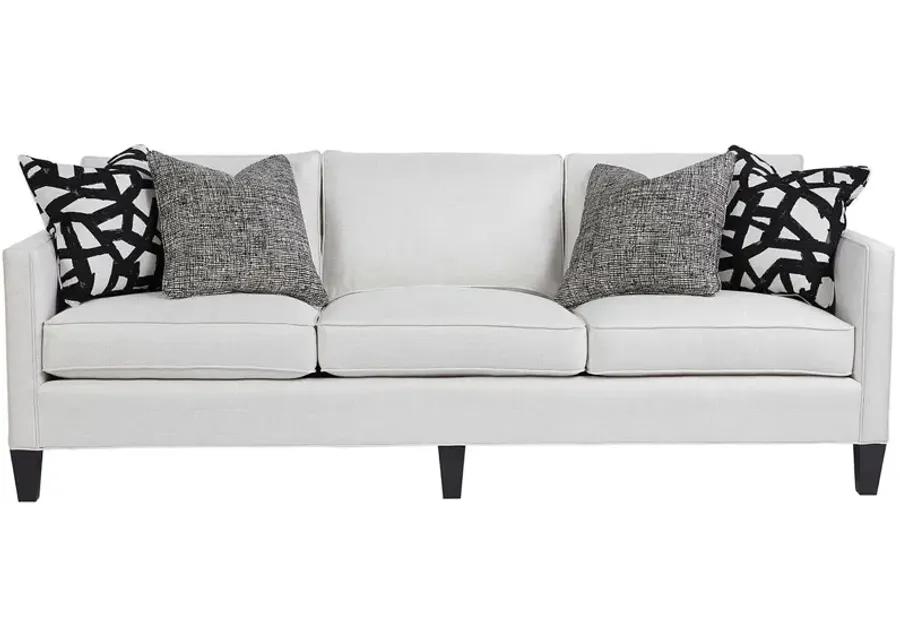 HARRISON MODERN SOFA, BODY IN CAROLINA IVORY, PILLOWS IN JUNO BLACK AND PAXTON CLASSIC, ONYX LEG FINISH, STANDARD UNIBLEND SEAT CUSHION CORES