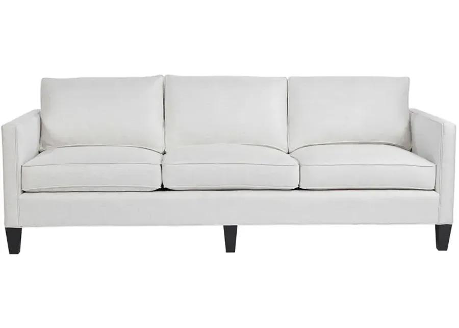 HARRISON MODERN SOFA, BODY IN CAROLINA IVORY, PILLOWS IN JUNO BLACK AND PAXTON CLASSIC, ONYX LEG FINISH, STANDARD UNIBLEND SEAT CUSHION CORES