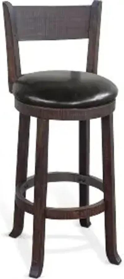 Sunny Designs Homestead Tobacco Leaf 30 Inch Swivel Bar Counter-Height Stool with Cushioned Seat & Back