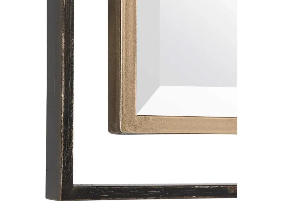 CARRIZO DISTRESSED RUSTIC BRONZE/ANTIQUED GOLD RECTANGLE MIRROR