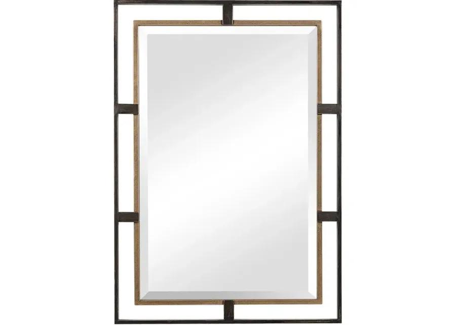 CARRIZO DISTRESSED RUSTIC BRONZE/ANTIQUED GOLD RECTANGLE MIRROR