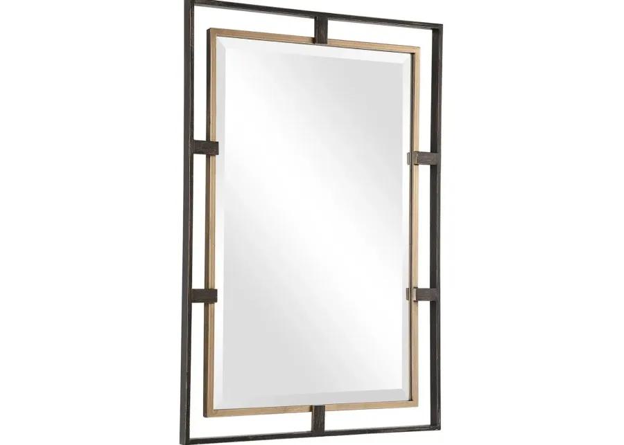 CARRIZO DISTRESSED RUSTIC BRONZE/ANTIQUED GOLD RECTANGLE MIRROR