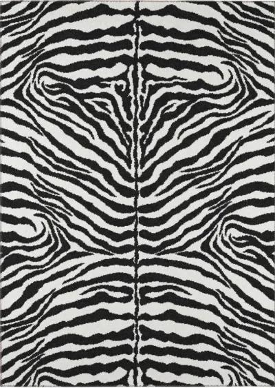 Dalyn Zebra Print Black & White Striped 5'X8' Area Rug