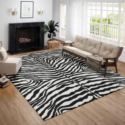 Dalyn Zebra Print Black & White Striped 5'X8' Area Rug