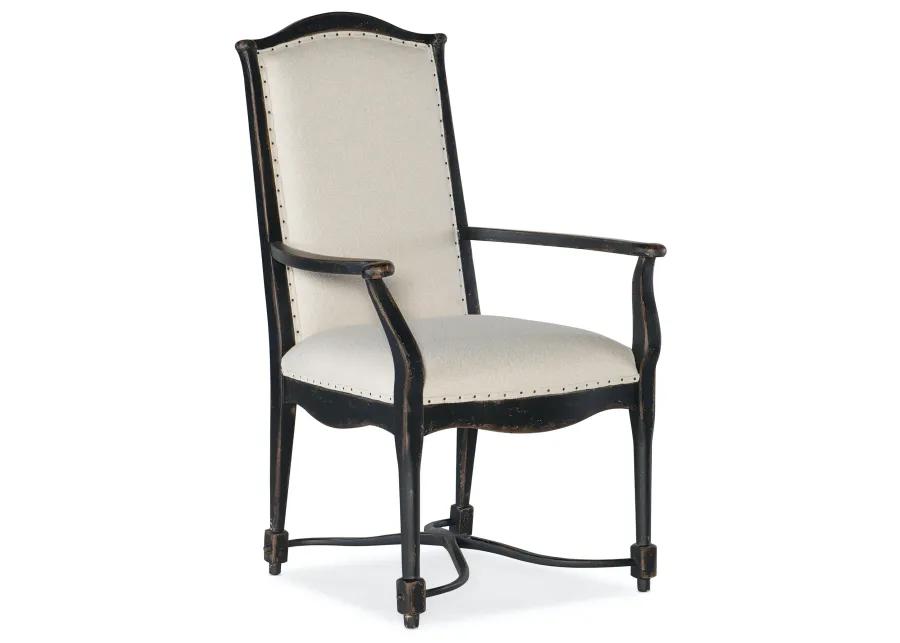 CIAO BELLA UPHOLSTERED BACK AGED BLACK ARMCHAIR