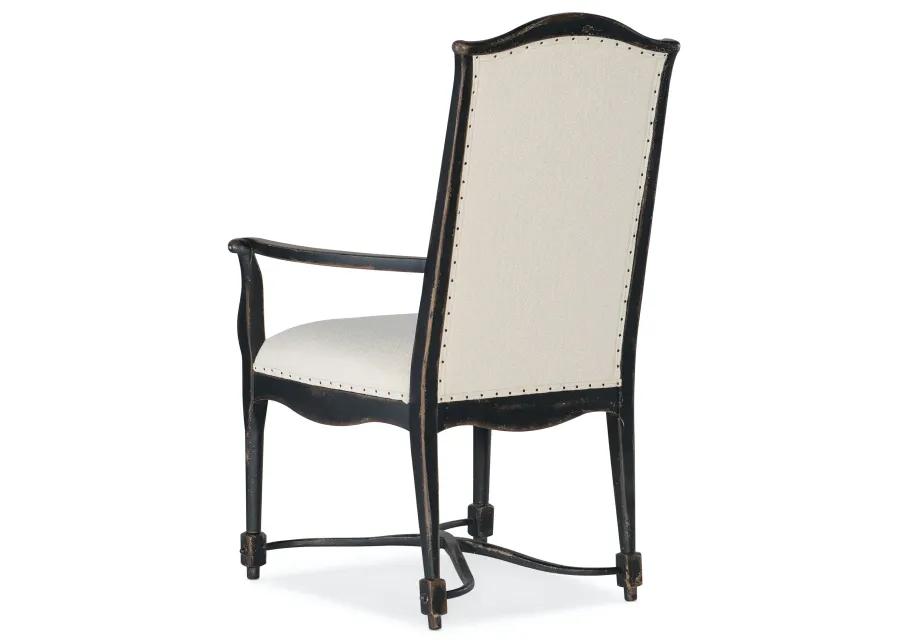 CIAO BELLA UPHOLSTERED BACK AGED BLACK ARMCHAIR