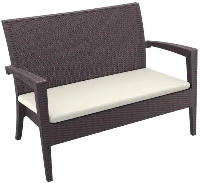 MIAMI RESIN LOVESEAT BROWN WITH SUNBRELLA NATURAL CUSHION