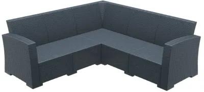 Compamia Monaco Resin Outdoor Patio Sectional 5-Piece Dark Gray with Sunbrella Natural Cushion