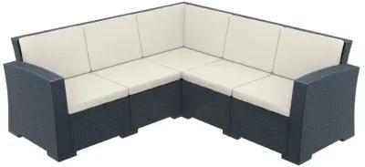 Compamia Monaco Resin Outdoor Patio Sectional 5-Piece Dark Gray with Sunbrella Natural Cushion