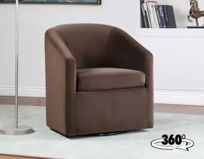 ARLO UPHOLSTERED SWIVEL BARREL CHAIR COCOA VELVET