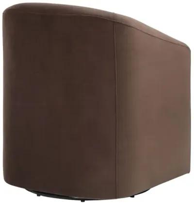 ARLO UPHOLSTERED SWIVEL BARREL CHAIR COCOA VELVET