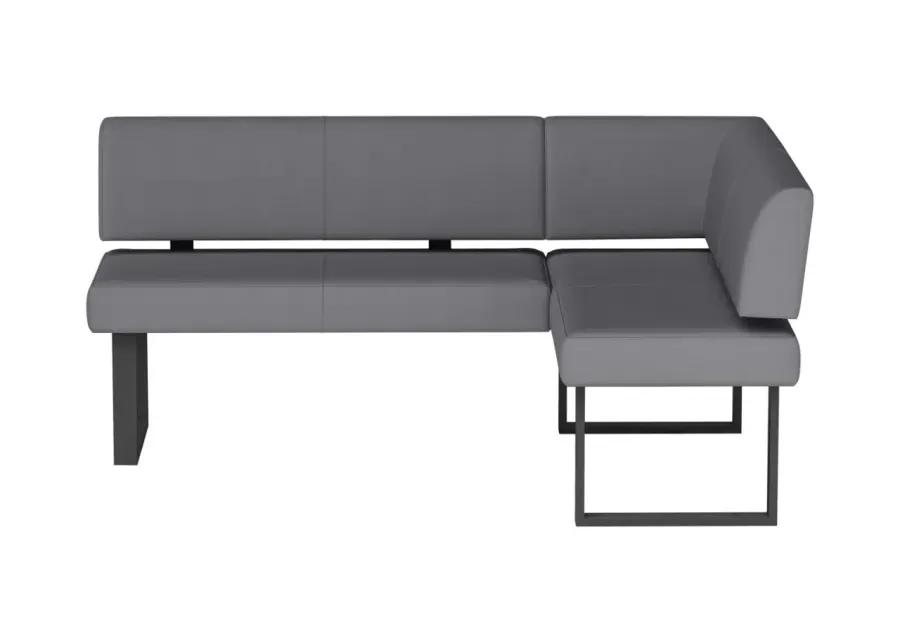 LINDEN GREY CONTEMPORARY UPHOLSTERED NOOK WITH STEEL LEGS