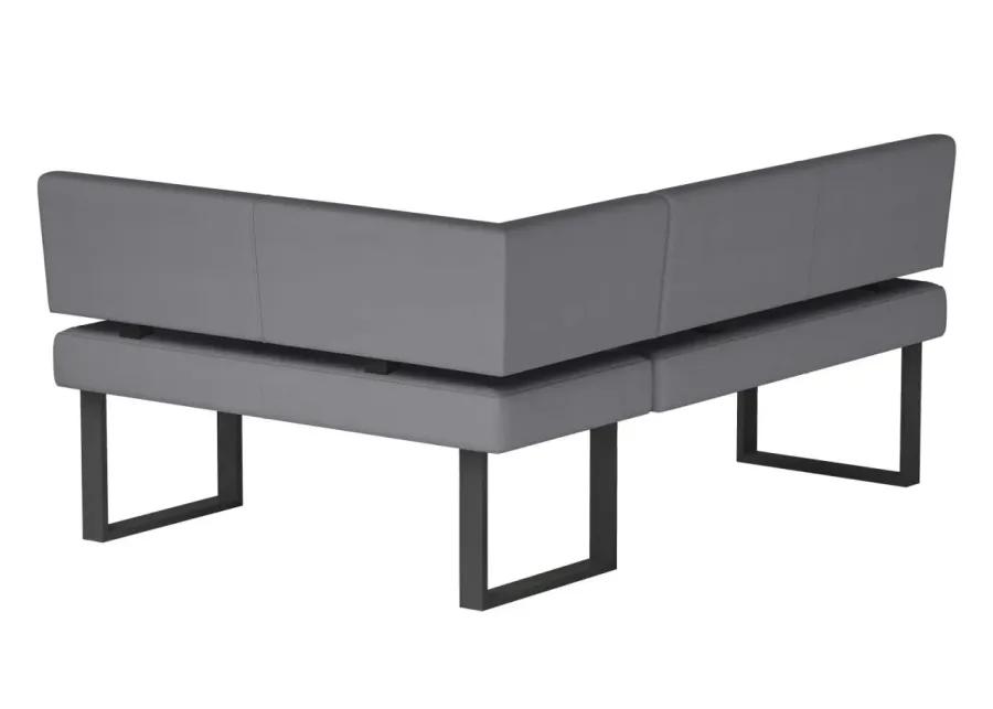 LINDEN GREY CONTEMPORARY UPHOLSTERED NOOK WITH STEEL LEGS