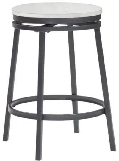 American Woodcrafters Stockton Backless Metal Frame Barstool in Slate Grey with White Oak Seat