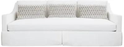 Albion Plush White Fabric Sofa with Pillows