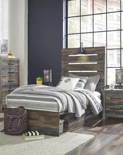 Ashley Drystan Brown Twin Panel Bed with 4 Storage Drawers